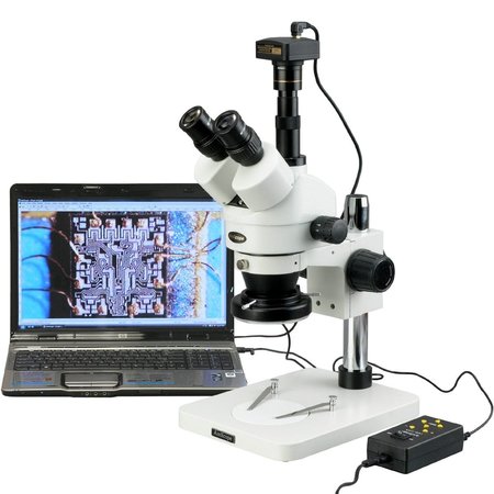 AMSCOPE 3.5X-90X Zoom Stereo Microscope w 4-Zone 144-LED Light, 10MP Digital USB Camera SM-1TSZ-144A-10M